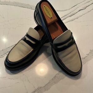 Duke + Dexter Two-Tone Leather Penny Loafers – Black / Cream – Men’s
